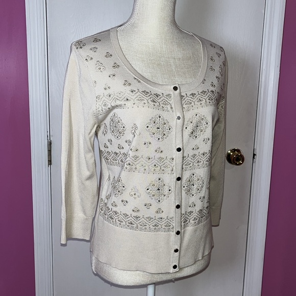 White House Black Market Embellished Cardigan Sweater - Picture 4 of 11